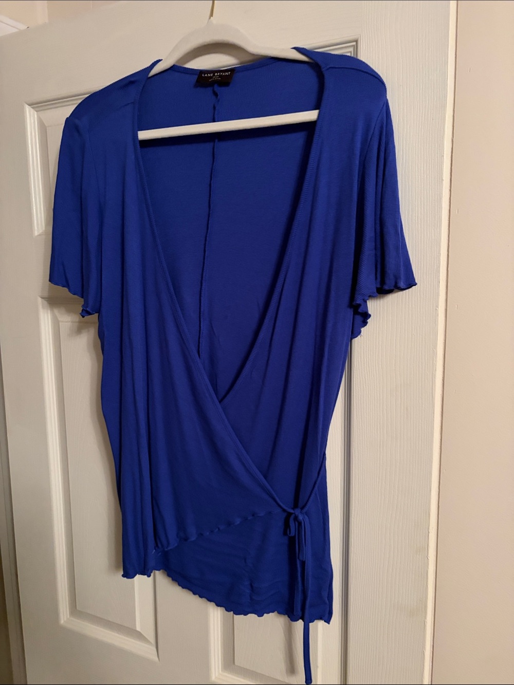 Lane Bryant Cobalt Blue Short-Sleeve Wrap Blouse